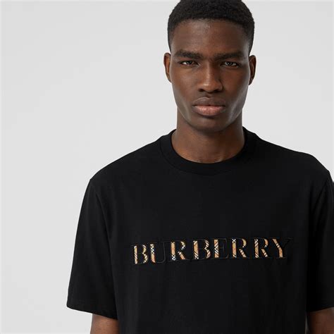 embroidered check logo cotton t-shirt burberry